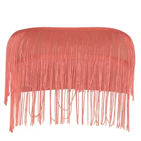 PLT Fringe Tassel Bandeau Crop Top Dusty Pink Sexy Club Wear Made in UK - Picture 9 of 12